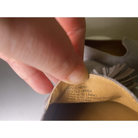 J Crew Biella Tassel Loafer 9.5 Gray Vegan Suede Pointed Toe - Picture 11 of 14